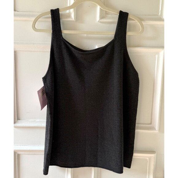Eileen Fisher Charcoal Gray Square Neck Tank Large Merino Wool Hong Kong Made - Picture 3 of 9